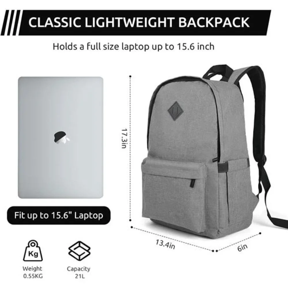 Laptop College Backpack for Women Men - Bookbag with Computer Compartment -